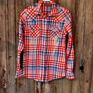 Wrangler plaid shirt excellent condition button snaps